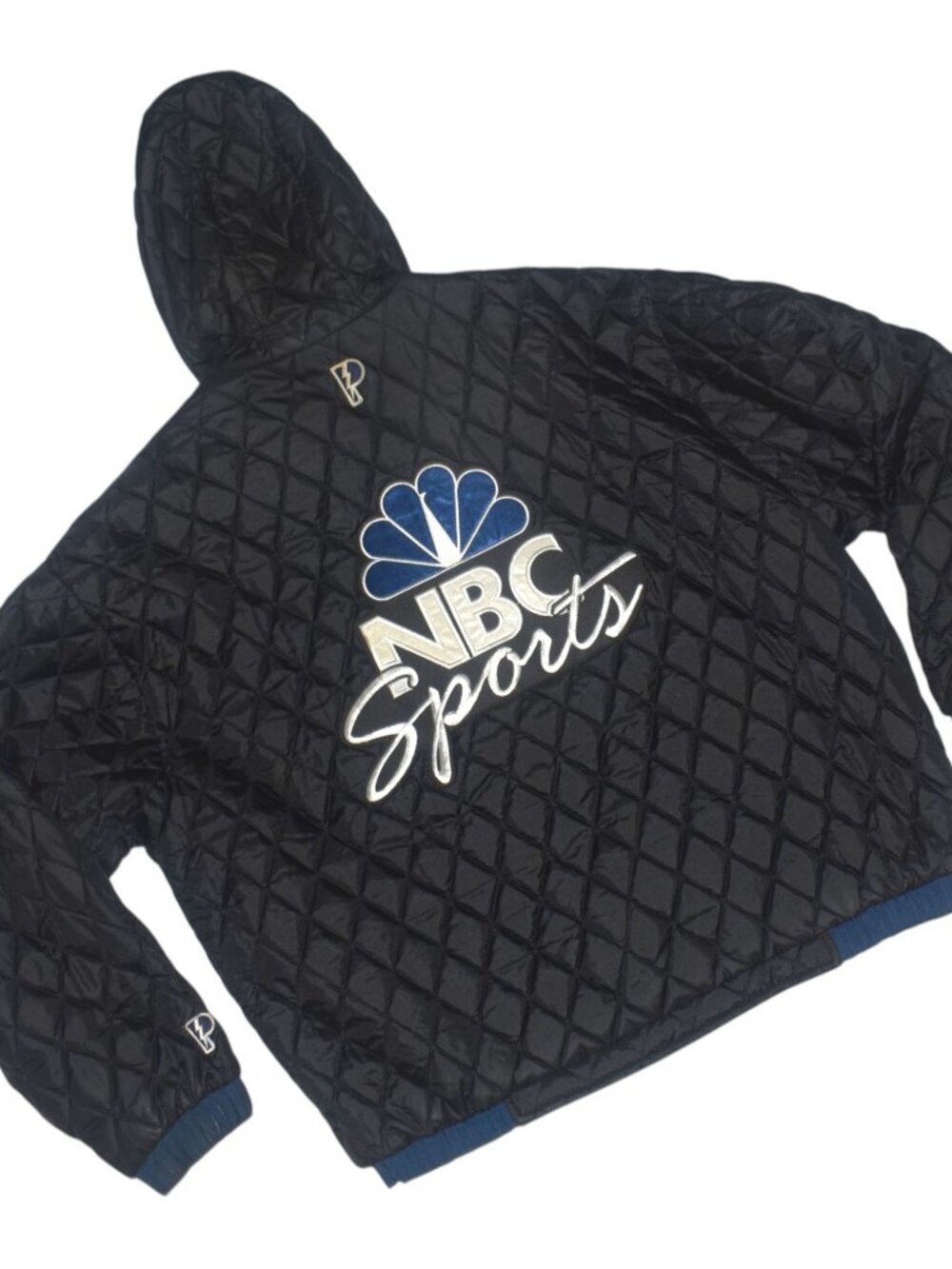 Rare Vintage 90s NBC Sports Pro Player Quilted Reversible Jacket Hood XXL As Is